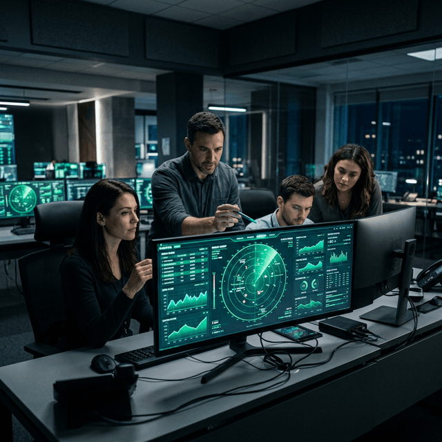 Data Professionals Analyzing Digital Radar